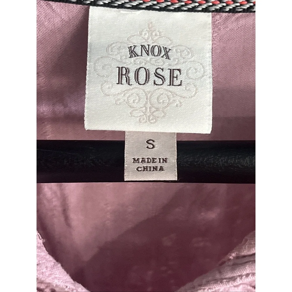 Knox Rose Crinkle Gauze Top Size Small Purple Lilac Lace Tassels Boho Hippie - Picture 3 of 12